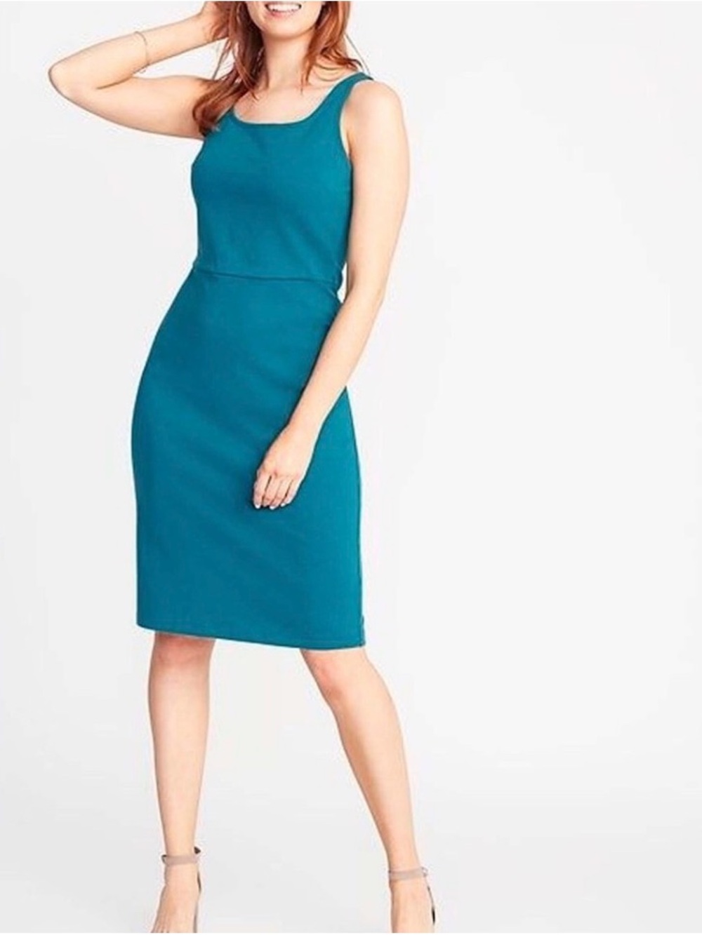 Old Navy Teal Sleeveless Midi Sheath Dress